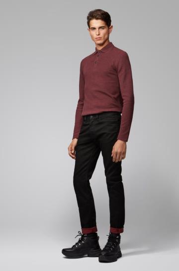 Koszulki Polo BOSS Slim Fit Ciemny Czerwone Męskie (Pl53540)